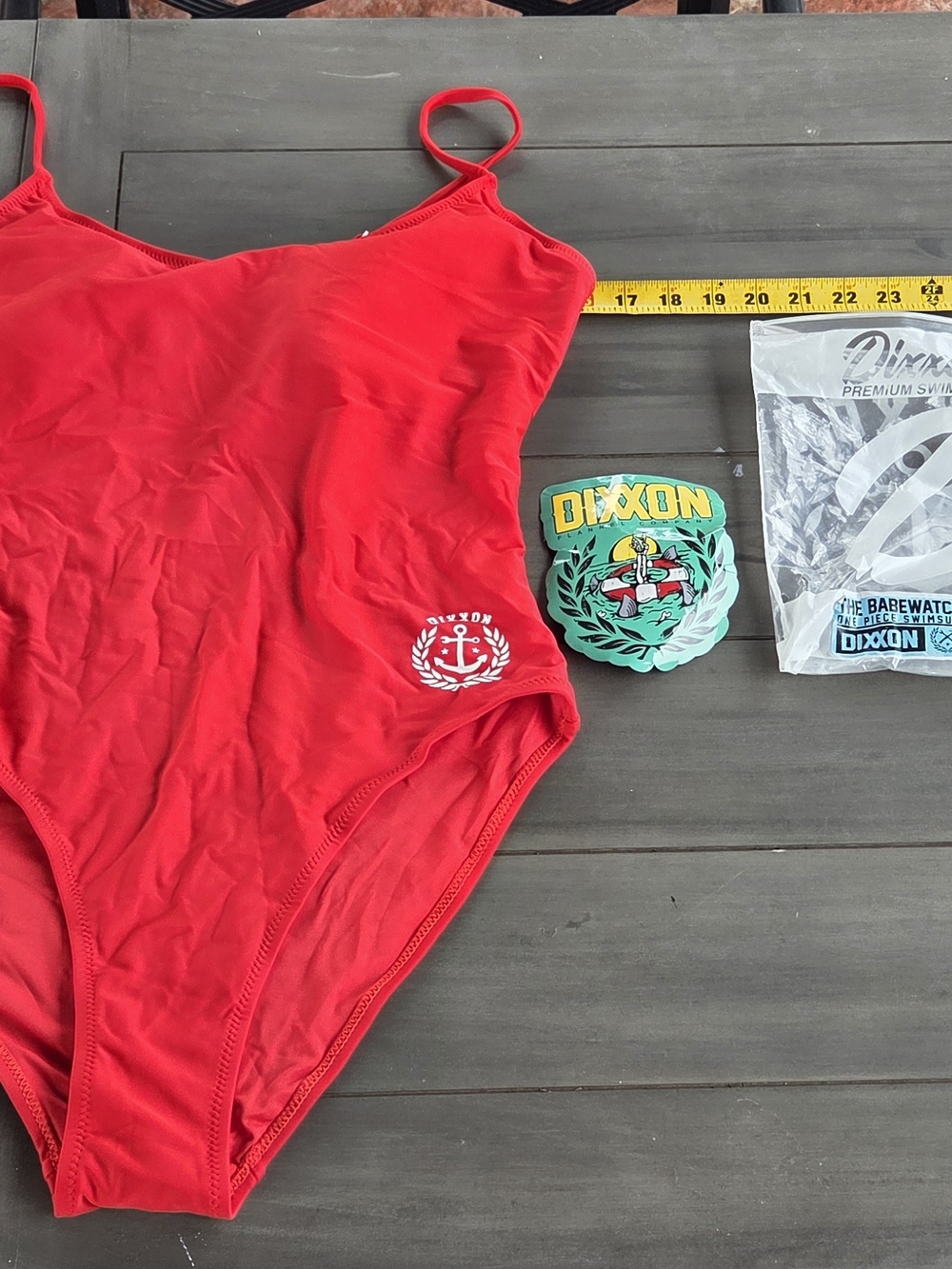 Dixxon Red Adjustable Strap Baywatch Style One-Piece Swimsuit XL